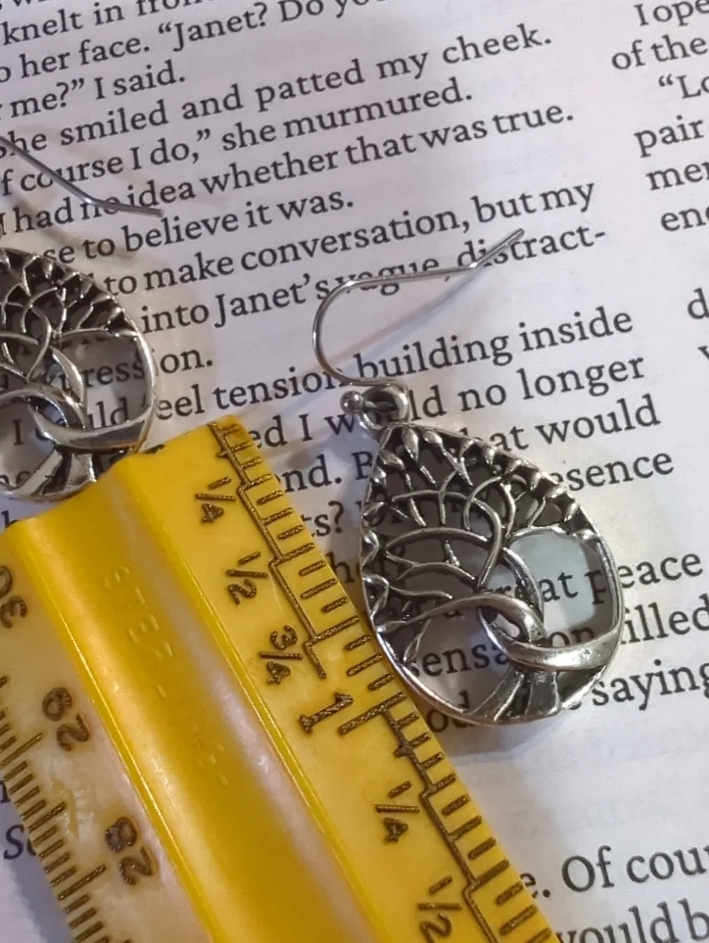 Silver Tree Dangle Earrings 1 Inch - Picture 5 of 5
